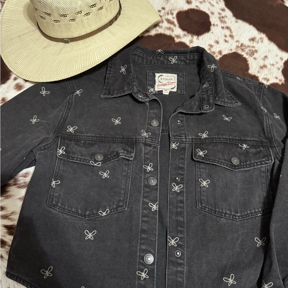 Stetson Black Denim Jacket with Embroidered Details